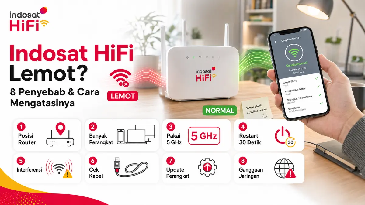 Delapan penyebab Indosat HiFi lemot dan cara mengatasinya agar koneksi WiFi kembali normal